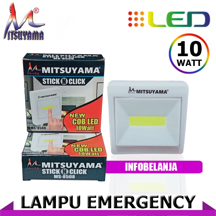 Mitsuyama Emergency Lamp MS-8508 Lampu Tempel Dinding LED 10 Watt Original