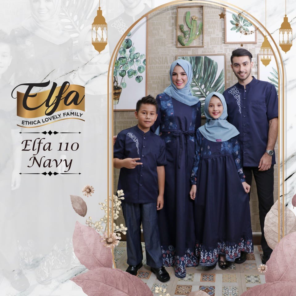 Elfa 110 Navy by Ethica (Anak) Baju Sarimbit Muslim Gamis Ayumi Kids 12 dan Koko Kahfi Kids 62