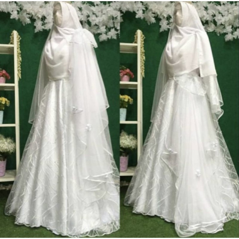 gaun pengantin muslimah jumbo wedding dress muslimah syari