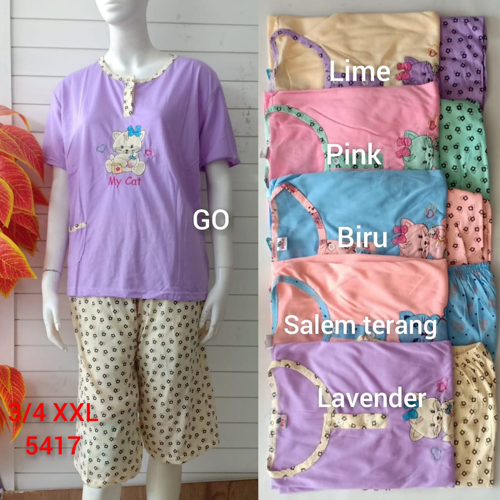 gof A BABYDOLL BOBO JUMBO Dewasa 3/4 Pakaian Wanita Setelan Baju Tidur Busui Piyama