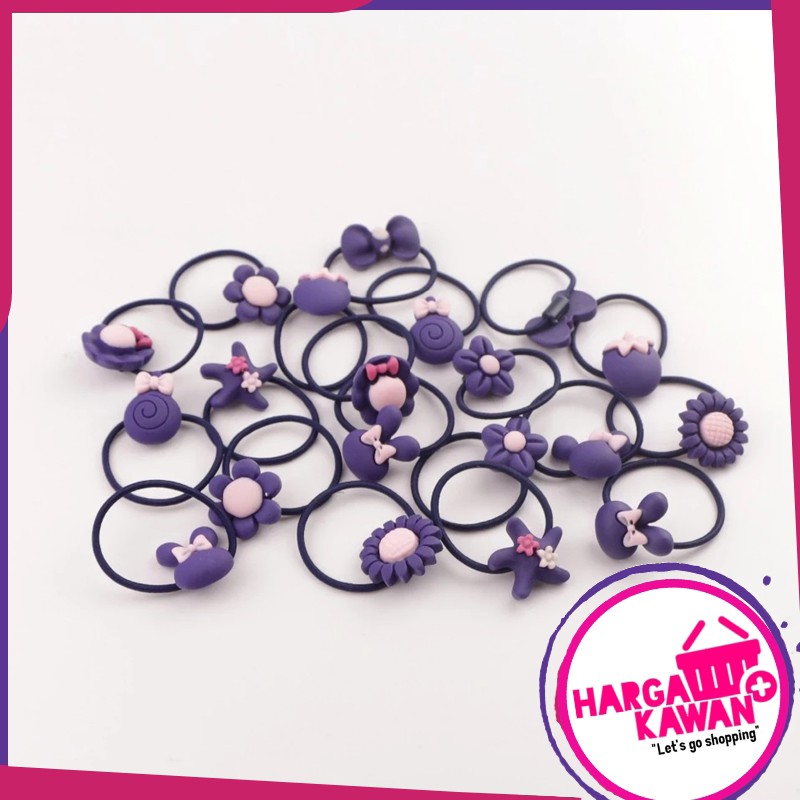 Ikat Rambut Balita dan Anak anak Prempuan Dengan Banyak Motif Lucu Dark Purple (a5k)