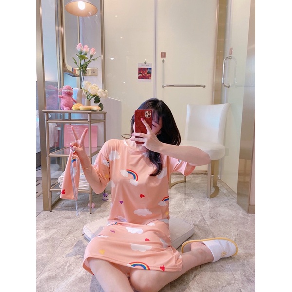 D101 • Daster Import • Daster Lucu • Sleepwear • Pakaian Tidur Wanita-Awan Pink