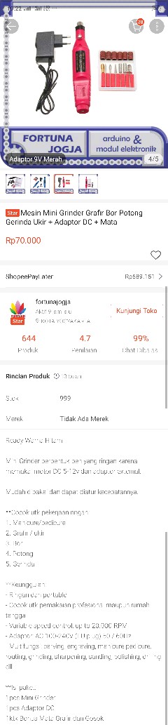 Mesin Mini Grinder Grafir Bor Potong Gerinda Ukir + Adaptor Dc + Mata