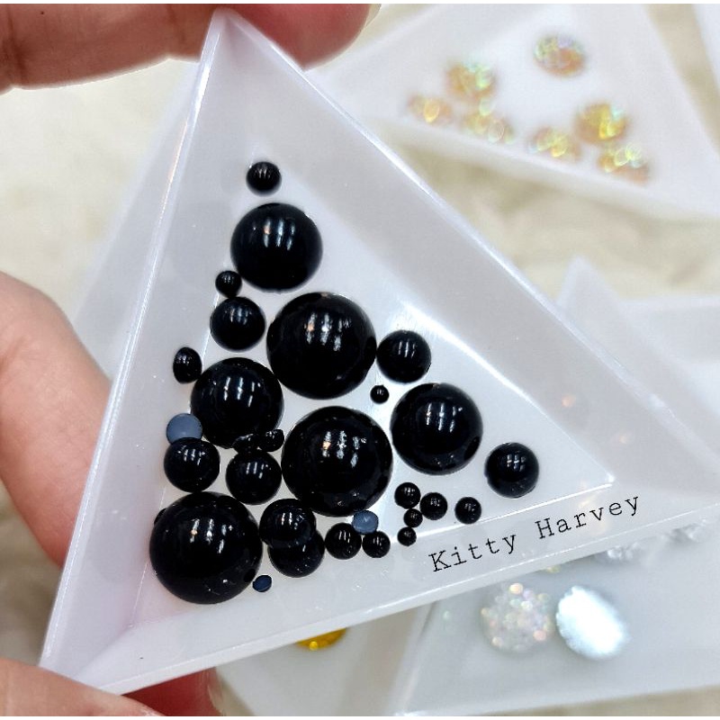 Half Pearl Hitam | Mutiara Belah 2mm-12mm | Mata Boneka