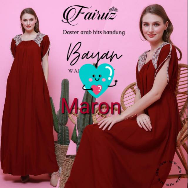 Daster Arab FAIRUZ BAYAN Long Dress Rayon Renda import