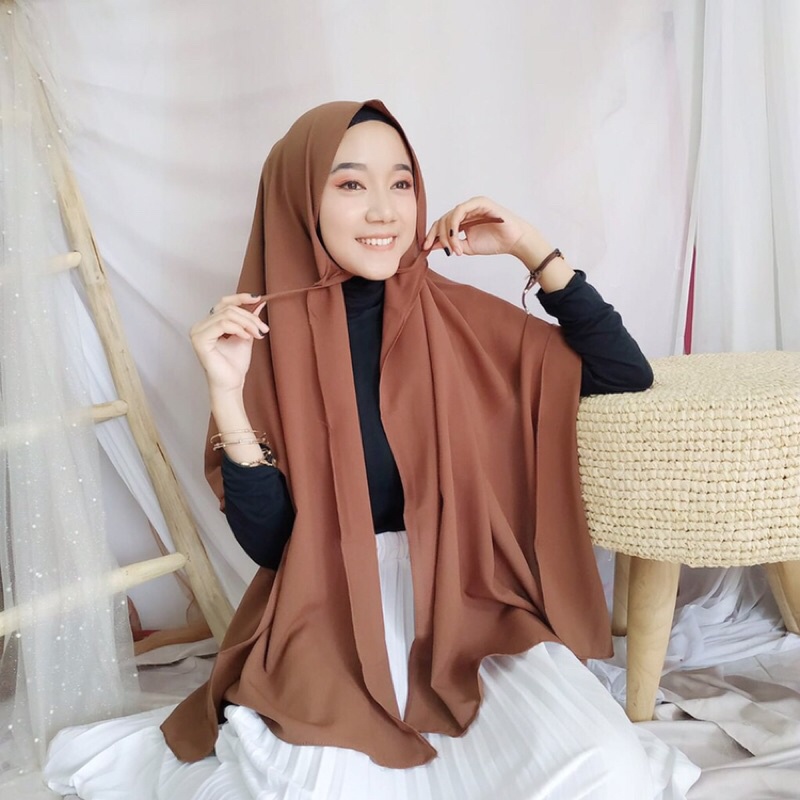 Hijab Instant Diamond Pashmina Tali Panjang Tepi Jahit-Milo