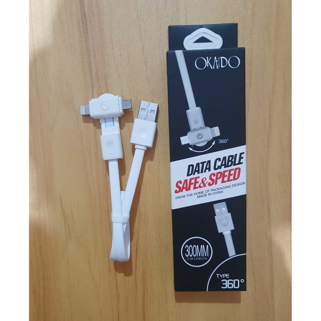 Okaido Kabel Data Charger 2 in 1 untuk Micro usb V8 dan lightning charger - Random Colour