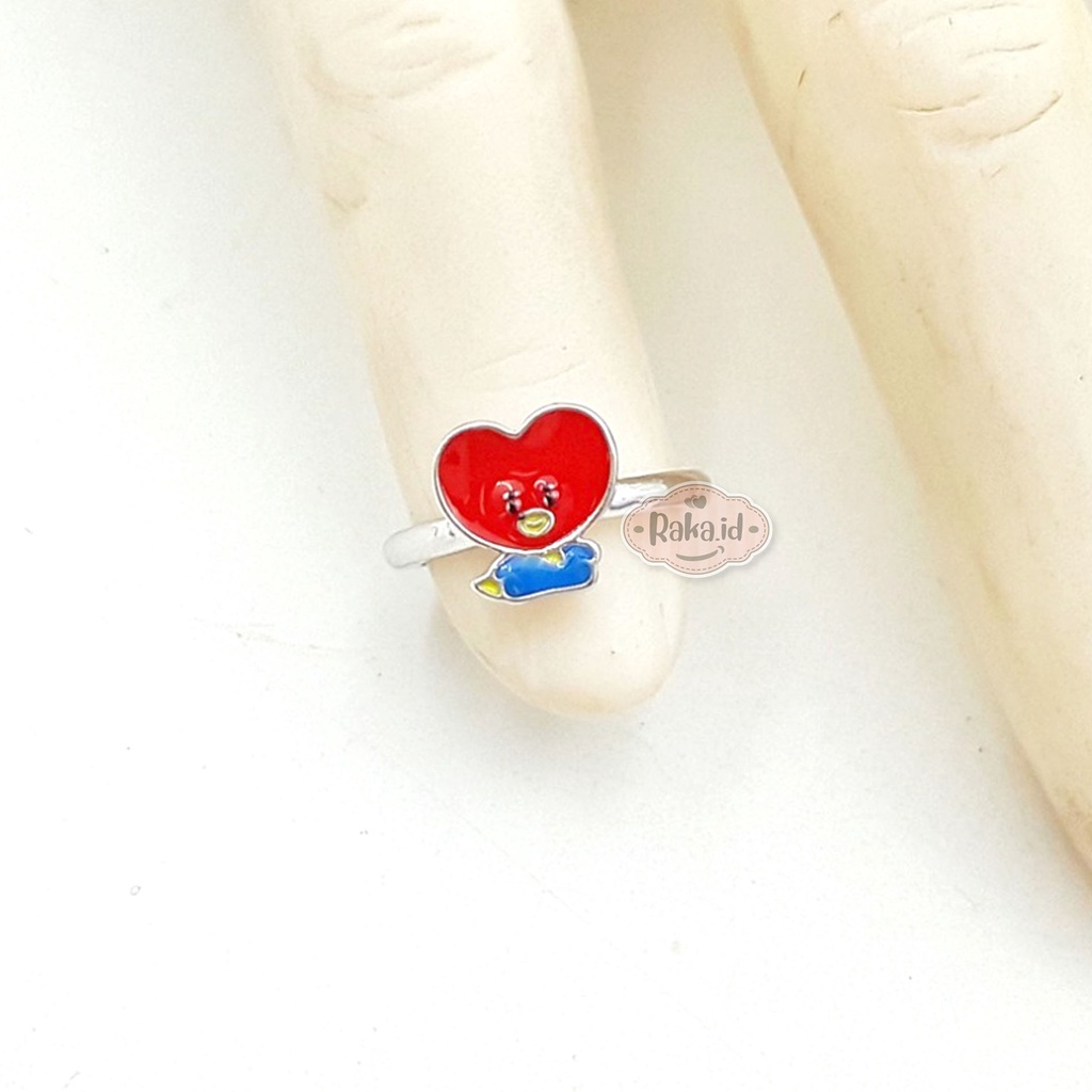 Cincin Anak Motif Tata BT21 Gold &amp; Silver Perhiasan Cantik Anak 856