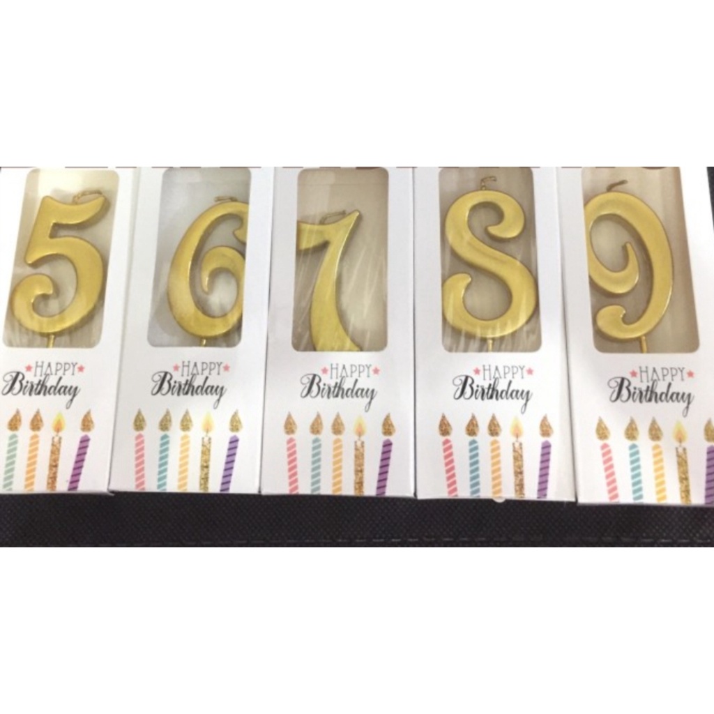 Lilin Angka Emas Lilin Ulang Tahun Ultah Gold Birthday Candles 5 cm