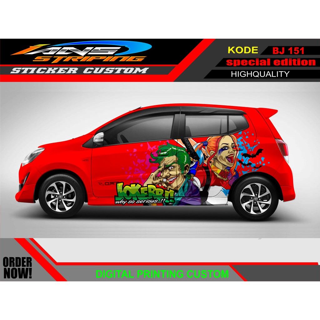 STICKER MOBIL AGYA AYLA JOKER / STICKER HONDA JAZZ / STICKER DECAL MOBIL JAZZ / DECAL STICKER MOBIL