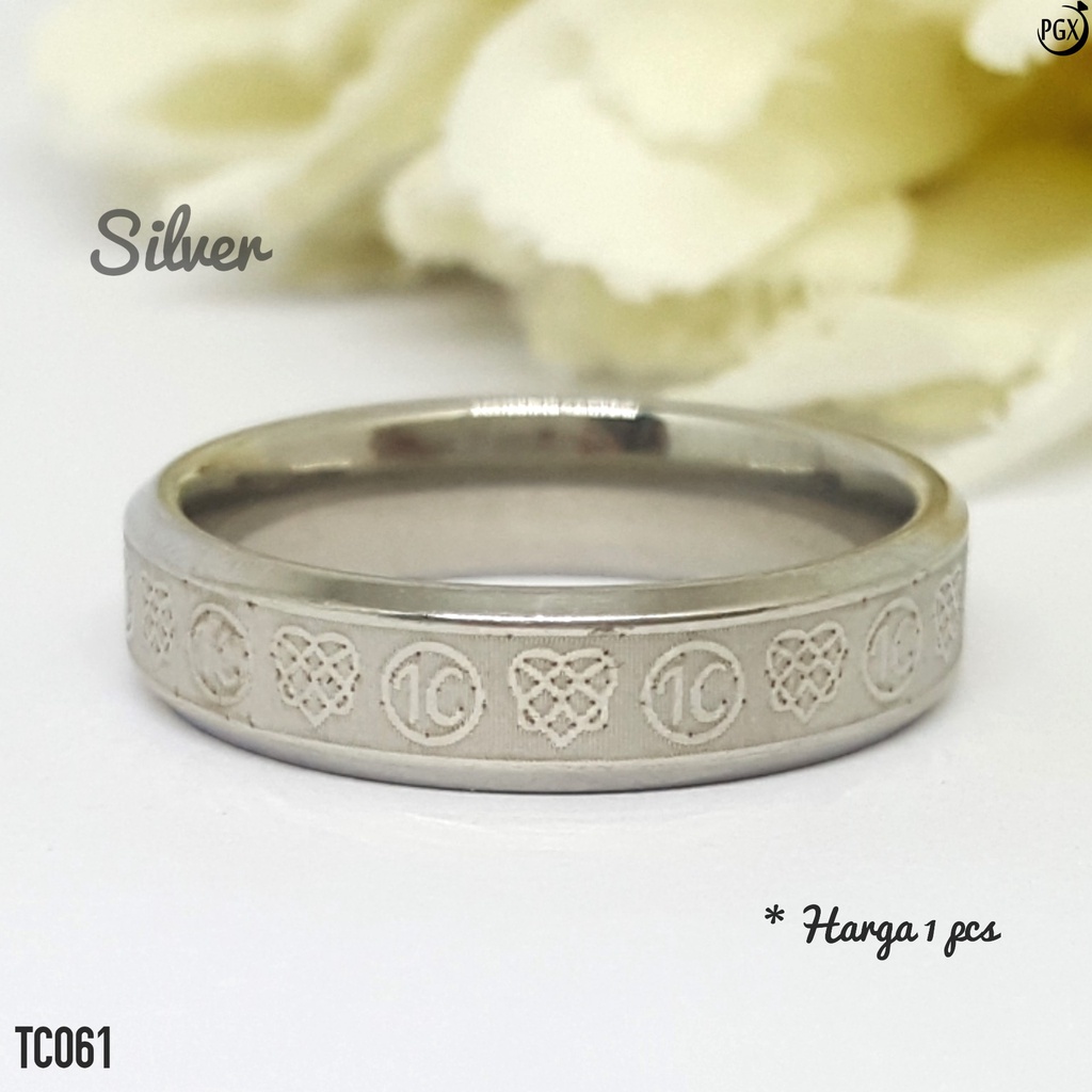 PGX Cincin Titanium Couple Tunangan Aksesoris Fashion Perhiasan Anti Karat - TC061