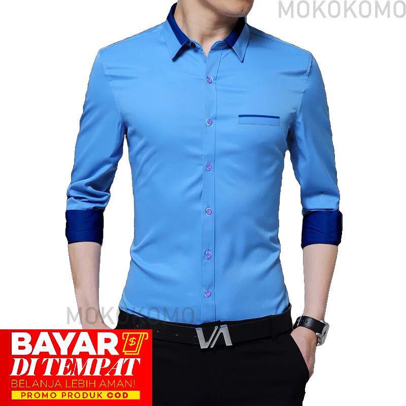 MOKOKOMO HEM TOPMAN KEMEJA FORMAL PRIA ( Uku. L &amp; XL ) LENGAN PANJANG FASHION PRIA