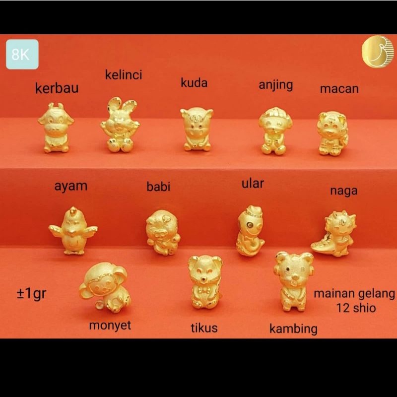 Gelang tali serut Shio emas asli anak anak dewasa cantik imut unik