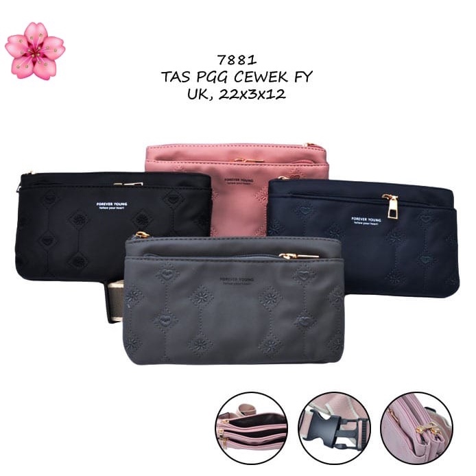 YBS waisbag wanita import kekinian, tas pinggang wanita multi fungsi 7881