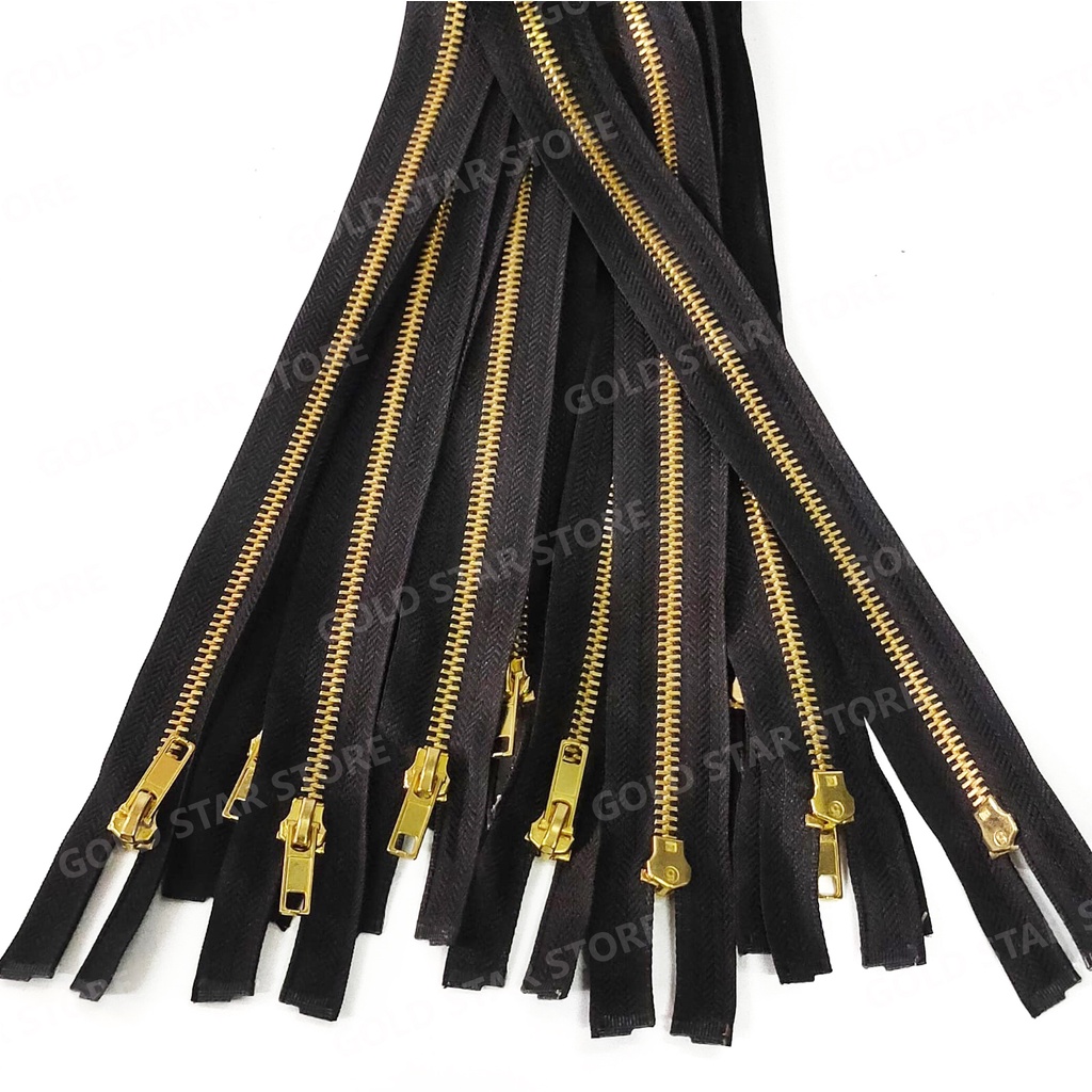 Resleting Besi Gigi EMAS No 5 Ritsleting Kuningan Gigi Besar Mas Gold Zipper Metal Zipper