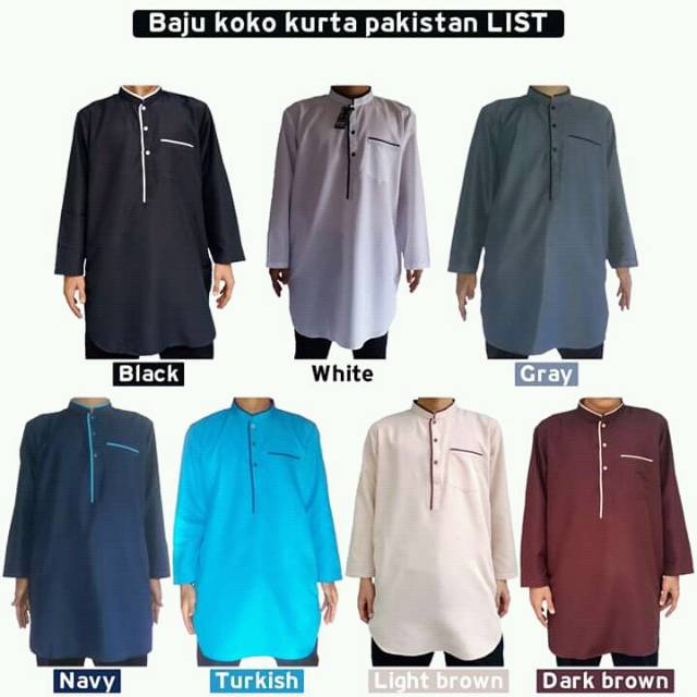 Baju koko kurta pakistan lengan panjang