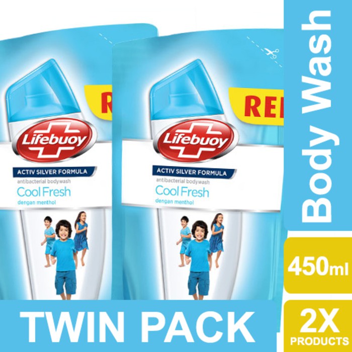 Lifebuoy Sabun Cair Cool Fresh Refill 450ml Twin Pack Unilever