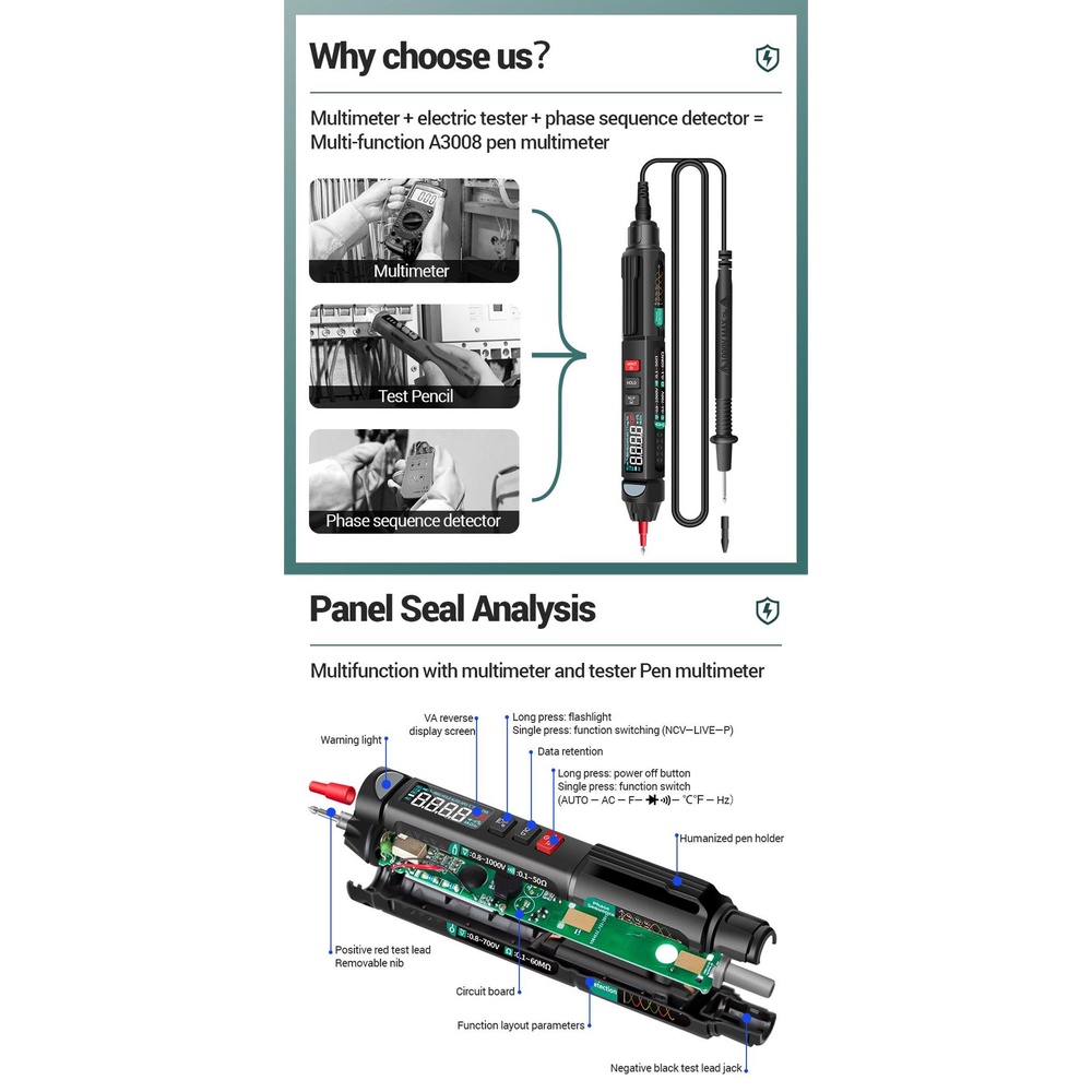 Solighter Pen Type Digital Smart Multimeter Presisi Tinggi Non Kontak AC/DC Auto Intelligent Sensor