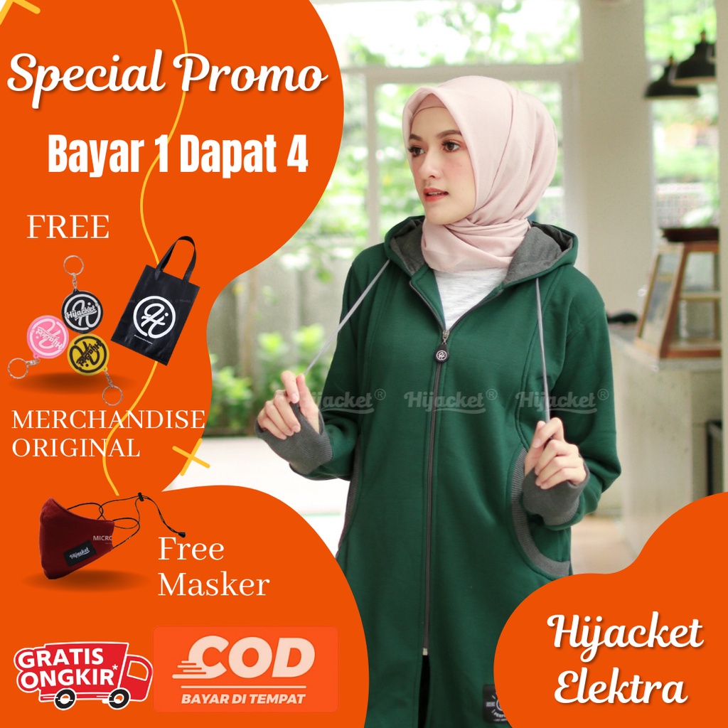 Hijacket Elektra Jaket Hijaber Muslimah Model Jaket Panjang Musim dingin