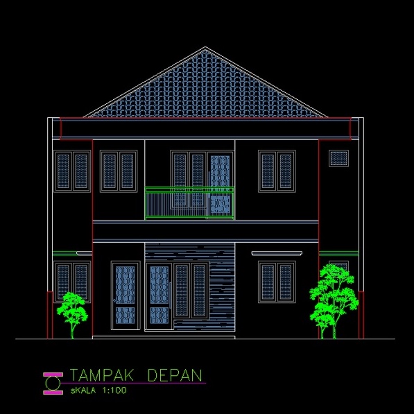 Desain Rumah 2 Lantai File DWG/Autocad Type 84 Borextour DRA2D-005