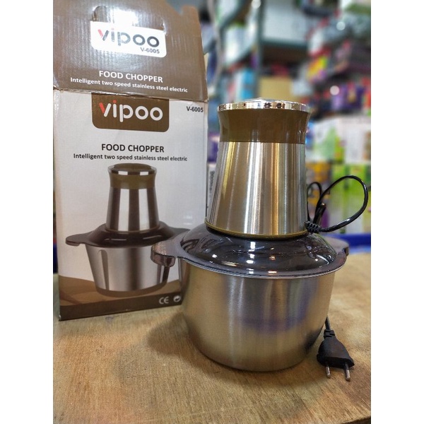 Food Chopper Vipoo V-6005 Stainless 2L // Blender Juicer Multifungsi