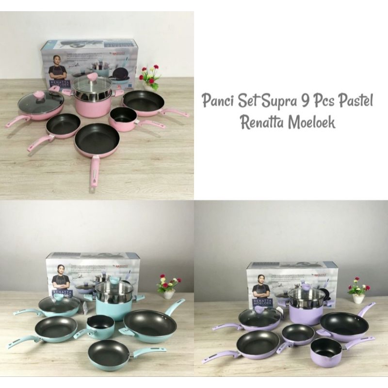 Panci Set Supra 9 Pcs Pastel Renatta Moeloek / panci supra set / panci renatta moeloek