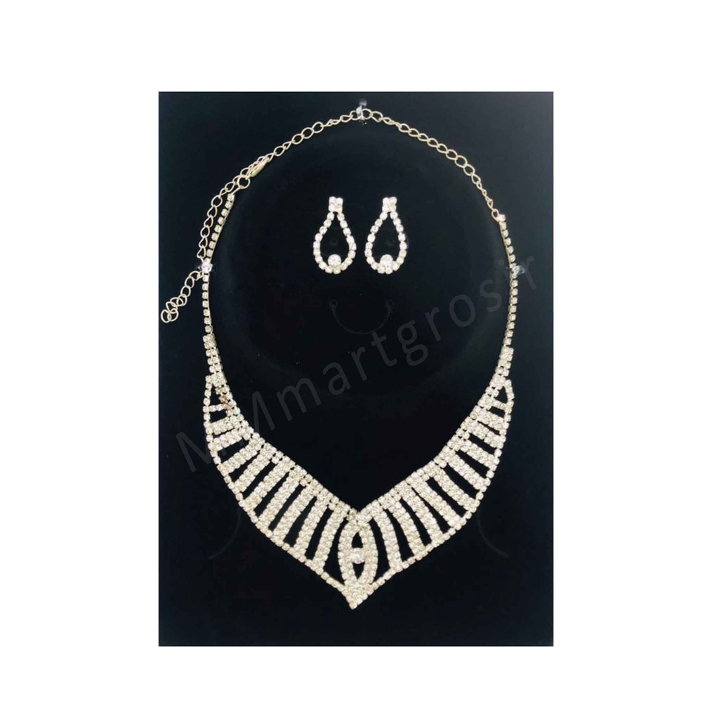 Yinda Kalung 3 / 1 Set Kalung&amp;Anting Permata / Kalung Fashion / Aksesoris