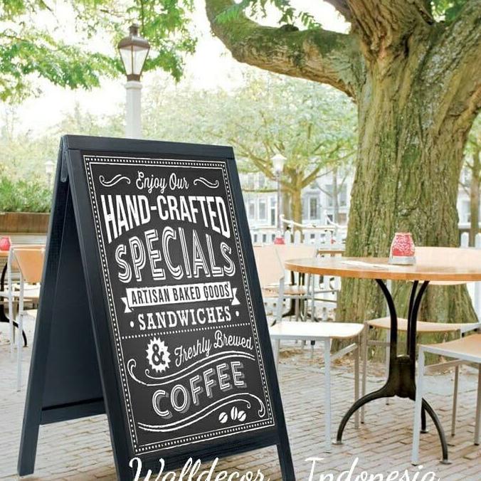 

PAPAN TULIS KAPUR 2 MUKA PAPAN BOARD KAYU PAPAN MENU CAFE DEKORASI PER - Coklat Rustic