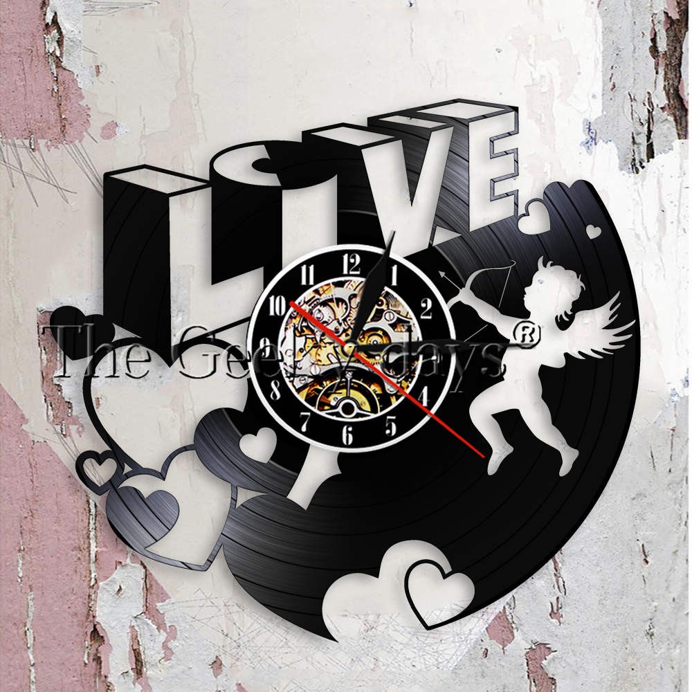 Free Ongkir Live Love Inspirational Wall Clock Cupid Love Angel Free Ongkir Live Love Inspirational Wall Clock Cupid Love Angel