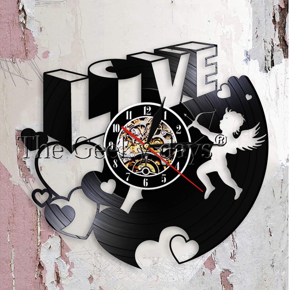 Free Ongkir Live Love Inspirational Wall Clock Cupid Love Angel