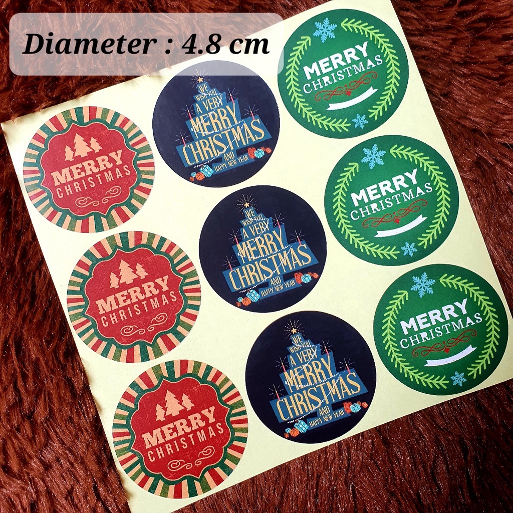 

Sticker Natal / Merry Christmas Bulat 4.8 cm - Stiker Hampers H