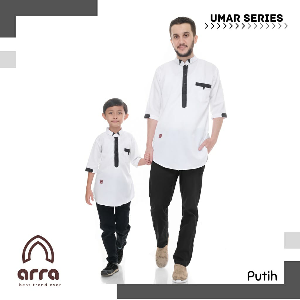 Baju Koko Couple Ayah Dan Anak Lengan Pendek Umar Koko Muslim ARRA