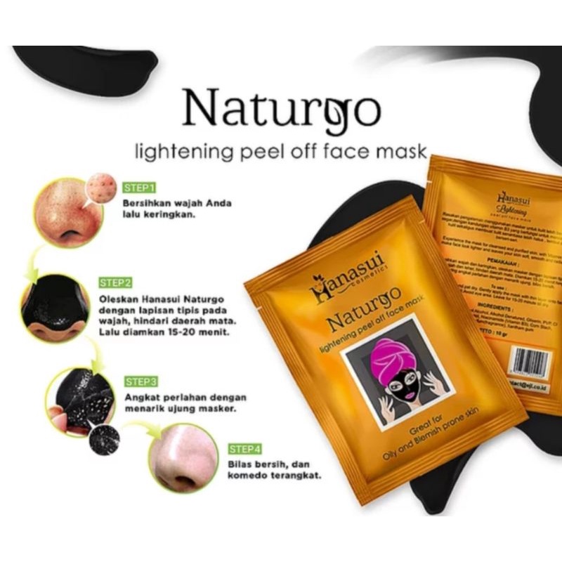 HANASUI PEEL OFF MASK NATURGO/ SACHET 10GR/ MASKERNATURGO