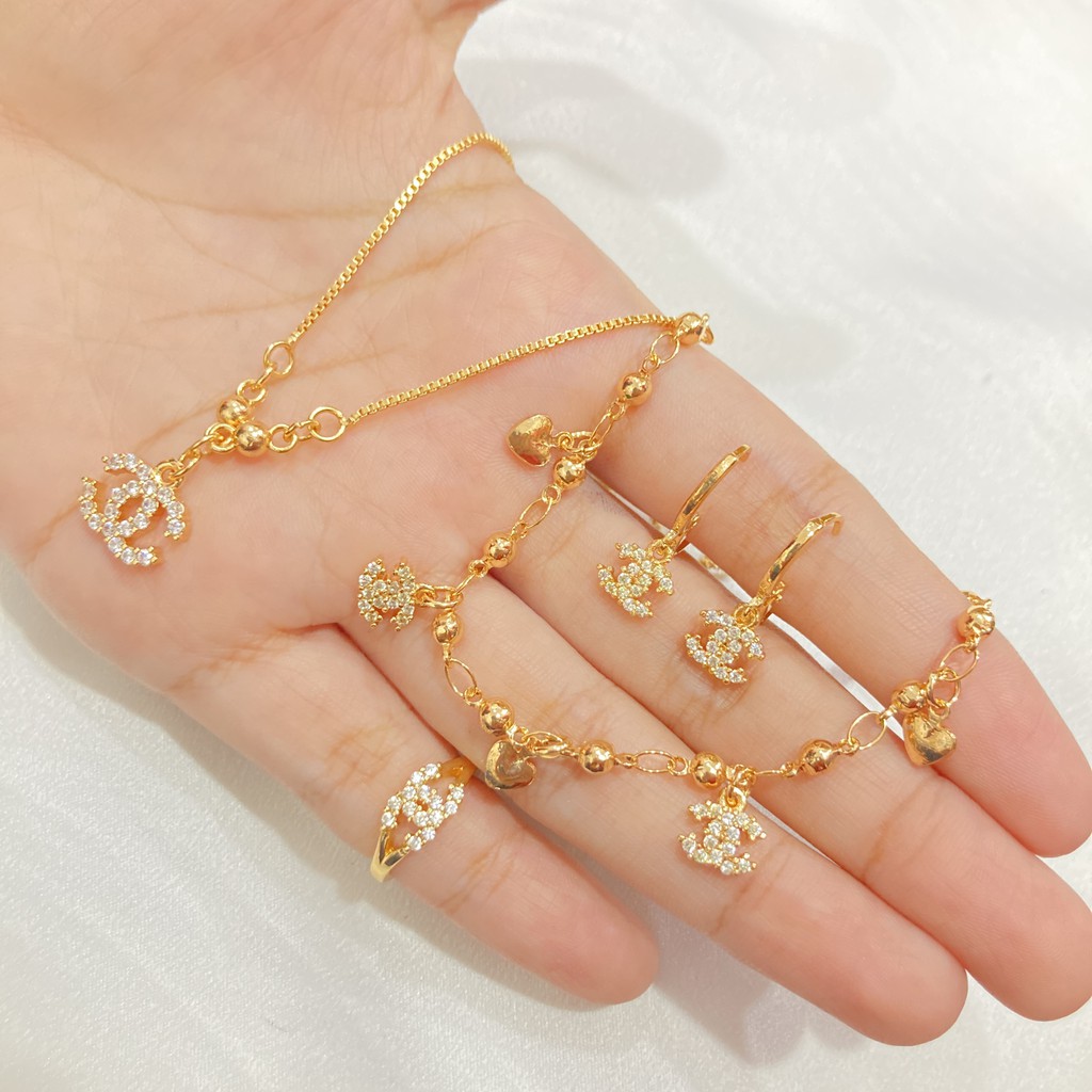 Set Anak Permata Lapis Emas Aksesoris Perhiasan Anak Kalung Gelang Anting Cincin SPA31