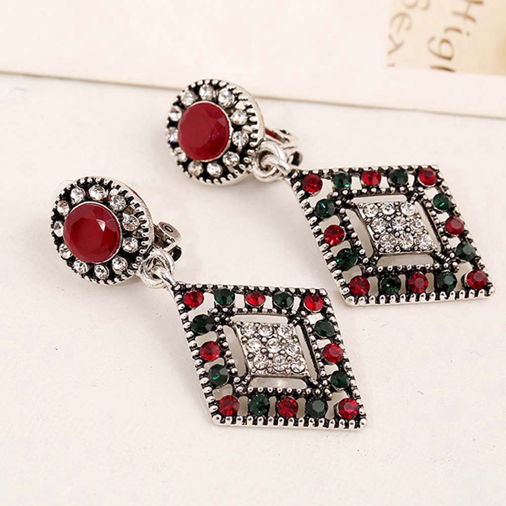 Anting Klip Panjang Warna Silver / Gold Gaya Vintage Antik Untuk Wanita