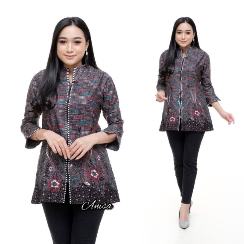 Riskymabatik || Batik Couple Batik Couple Modern Baju Batik Couple Batik Tunik Couple-Blus zebra bata