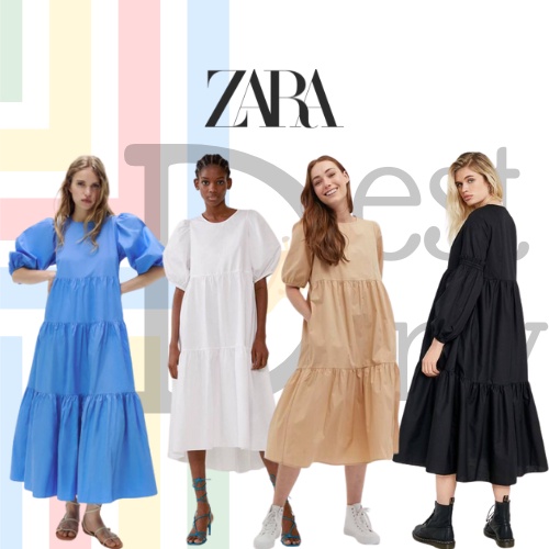 ZARA Poplin Tiered Maxi Dress