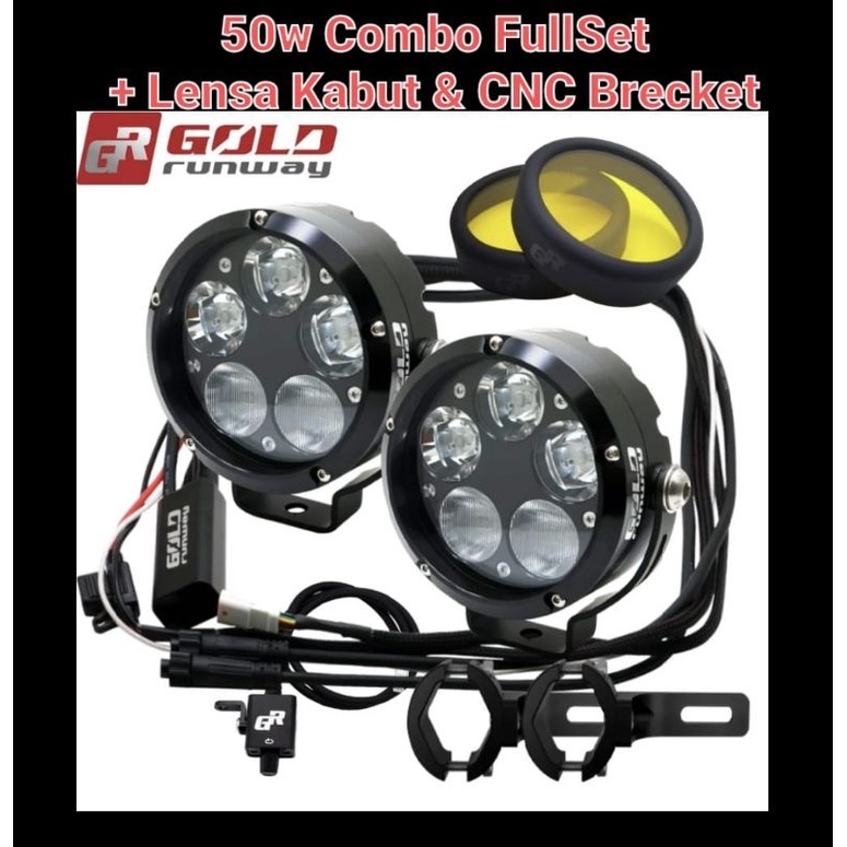 GOLD RUNWAY Lampu Led Motor mobil 50X 50W SPOT Combo 12V 6000LM fullset