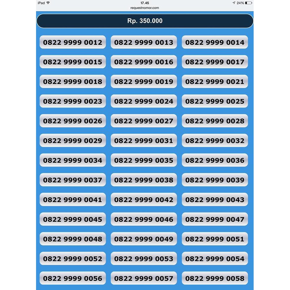 NOMOR CANTIK SIMPATI 0822 9999 XXXX