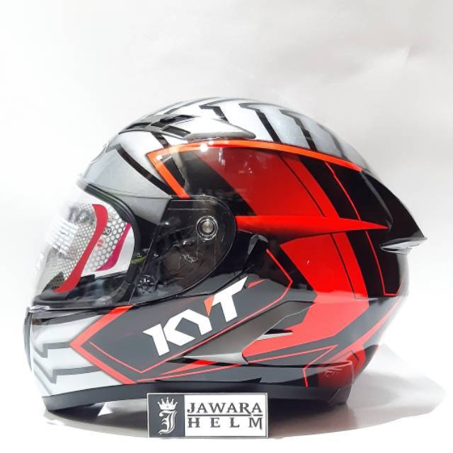 HELM KYT FALCON 2 ARMOUR BLACK RED FLUO DOUBLE VISOR FULL FACE