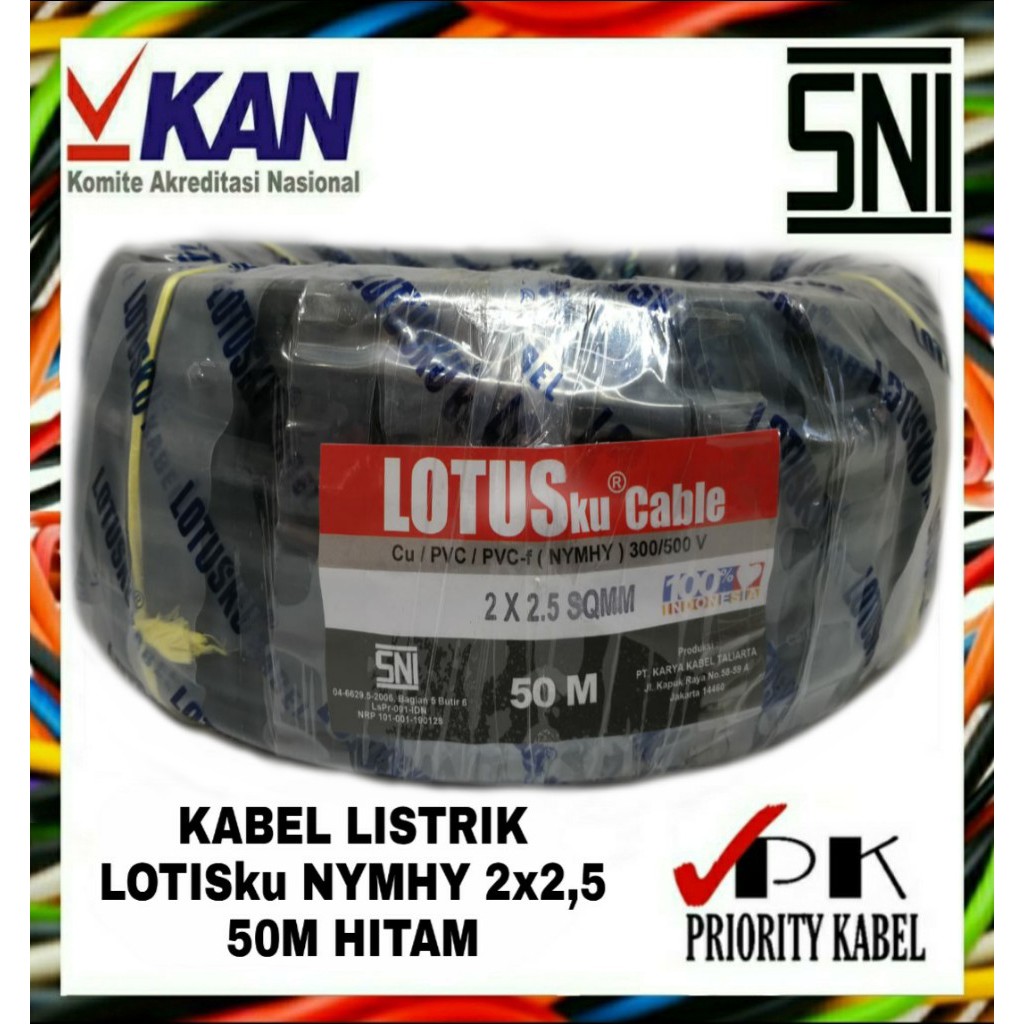 Kabel Listrik Serabut LOTUSku NYMHY 2x2,5 2x2.5 50meter (50m)