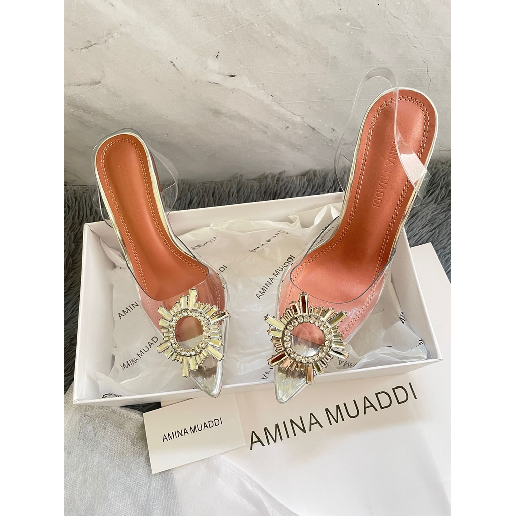 SANDAL HEELS WANITA IMPORT / AMINA MUADDI 01 HEELS TRANSPARAN