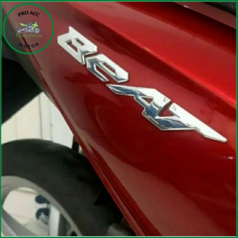 emblem logo 3D honda BEAT stainless chrome sepasang