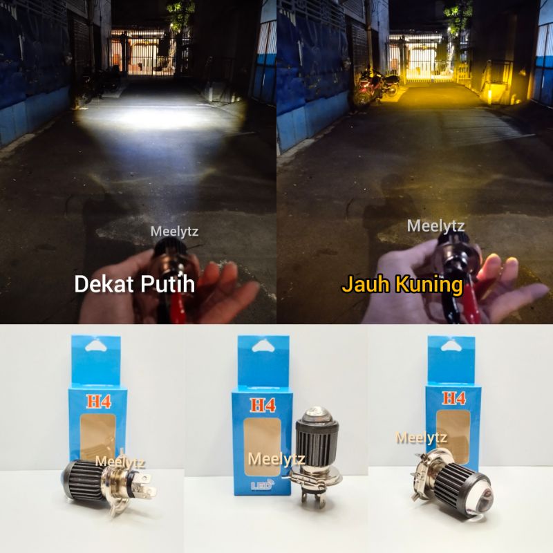 Lampu utama H4 projector super high low AC DC jauh Kuning dekat Putih type laser