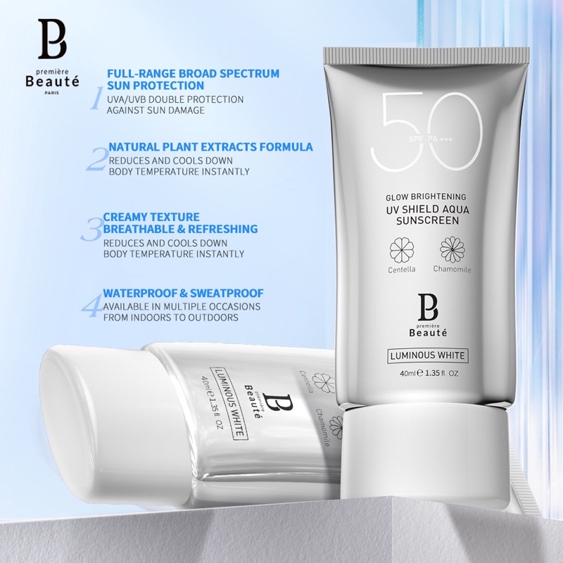 Premiere Beaute UV Shield Aqua Sunscreen (50 PA+++) -  Luminous White Series Glow Brightening