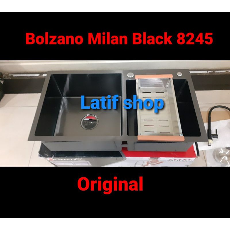 Kitchen sink Bolzano 8245 hitam Original / bolzano milan 8245 black /bak cuci piring bolzano 2 luban
