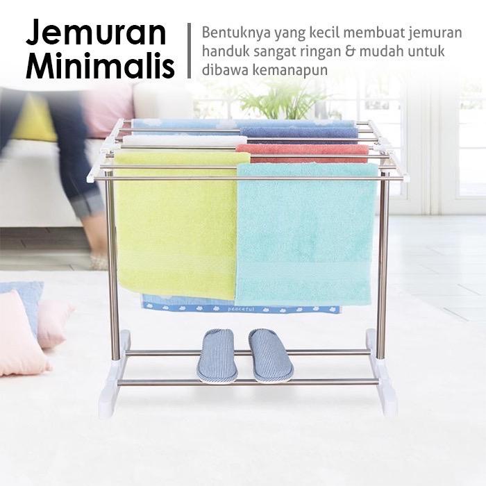 Rak Jemuran Handuk Stainlees Gantungan Handuk Jemuran Handuk Lipat Serbaguna Jemuran Baju Bayi Menara 3 Tingkat GOSHOP88