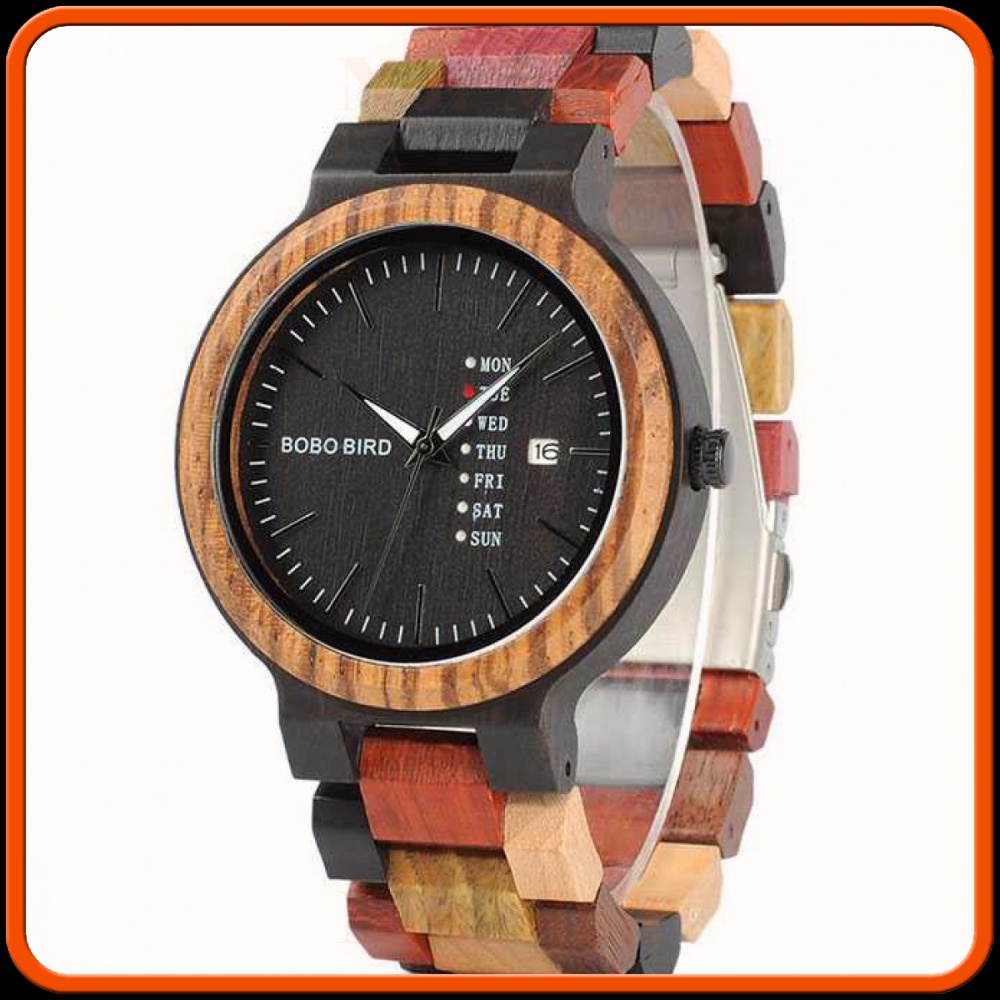 Jam Tangan Kayu Day Date Pria - WP14