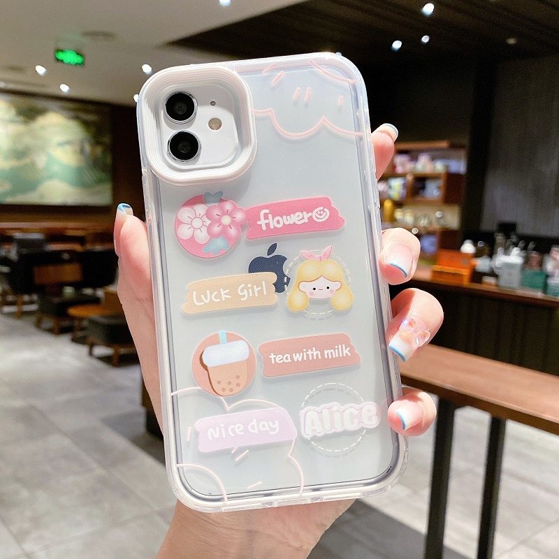 3 in 1 case Pelindung Anti Jatuh Motif Kartun Hewan Untuk iPhone 11 12 13 Pro MAX X XR XS MAX 7 8 Plus