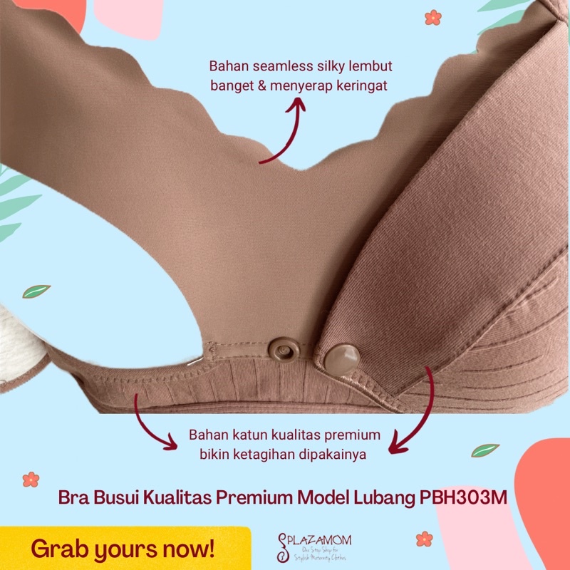 Bra menyusui Bh busui kualitas premium busa tanpa kawat nursing maternity hamil pregnant pregnancy seamless bukaan samping model lubang dalam cup bahan nyaman kualitas premium daya serap keringat tinggi PBH303M